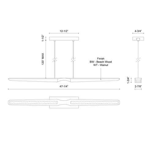 Dakota Linear Pendant Wood
