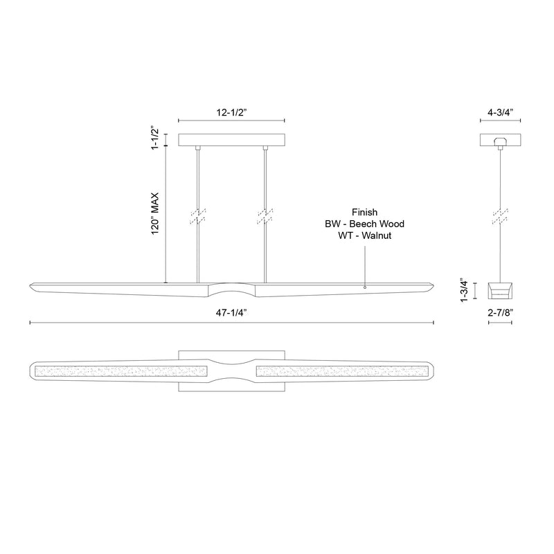 Dakota Linear Pendant Walnut