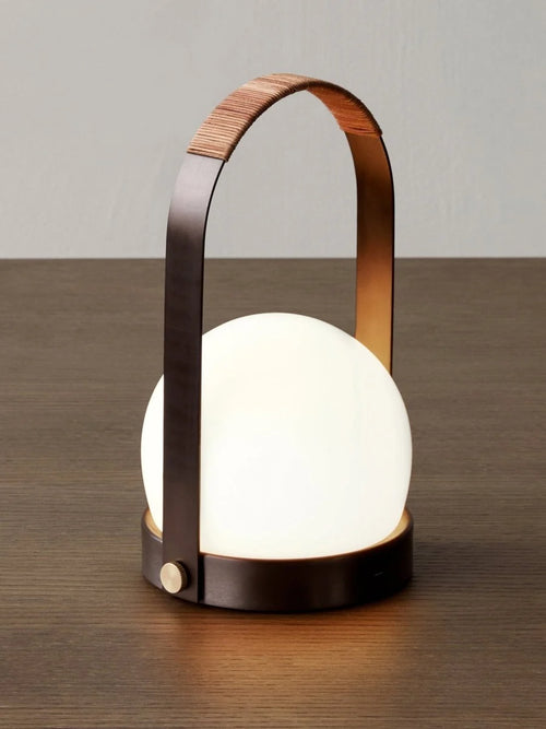 Carrie Portable Table Lamp Leather Handle/Bronze