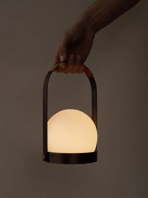 Carrie Portable Table Lamp Leather Handle/Black
