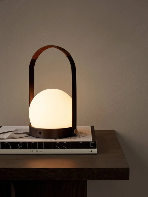 Carrie Portable Table Lamp Leather Handle/Bronze