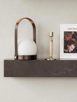 Carrie Portable Table Lamp Leather Handle/Bronze