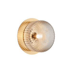 Knobbel Wall Ribbed Glass Brass
