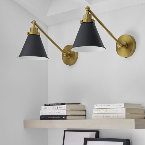 Wellfleet Single Arm Cone Task Sconce White Nickel