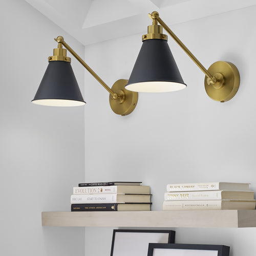 Wellfleet Single Arm Cone Task Sconce Black Brass