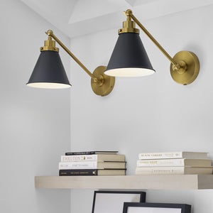 Wellfleet Single Arm Cone Task Sconce White Brass