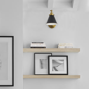 Wellfleet Single Arm Cone Task Sconce Black Nickel