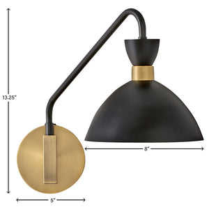 Simon Medium Single Sconce Black