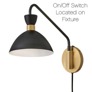 Simon Medium Single Sconce Black