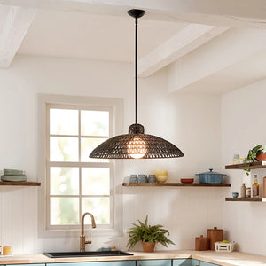 Pismo Woven Shade Pendant Black