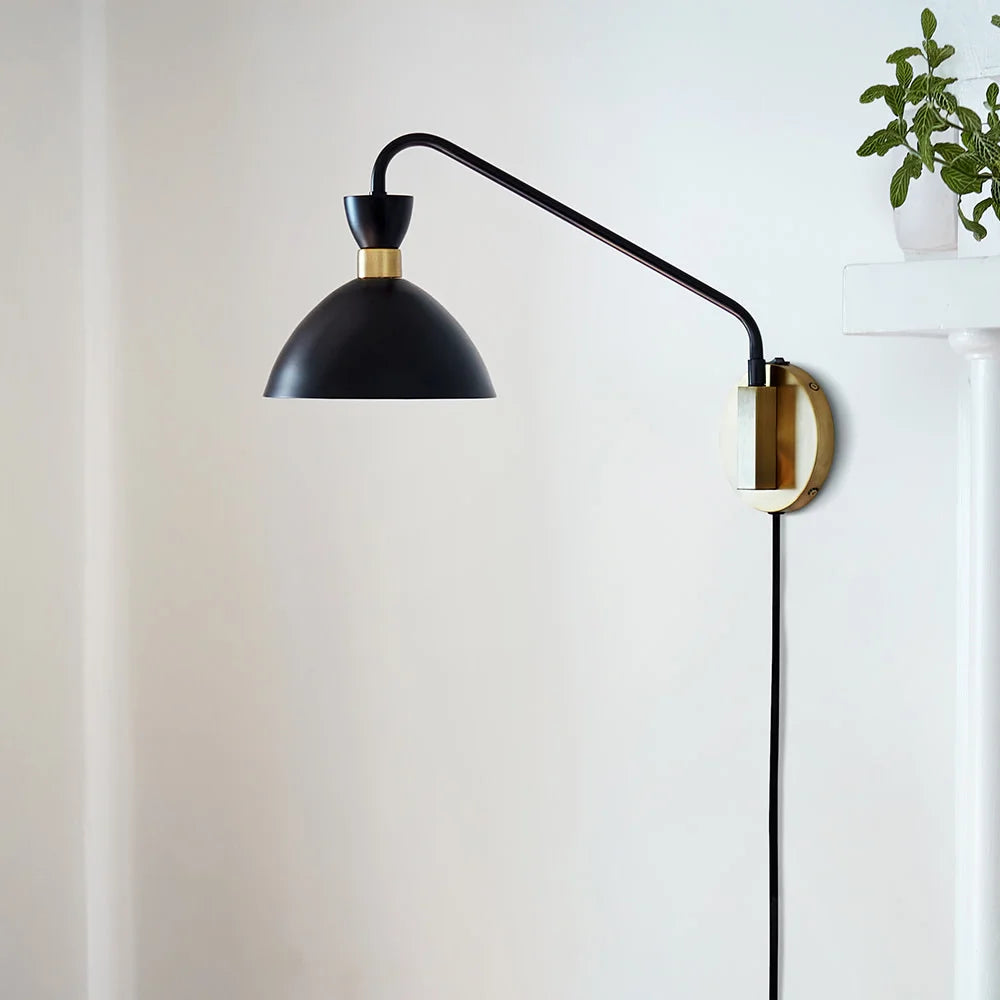 Simon Medium Single Sconce Black
