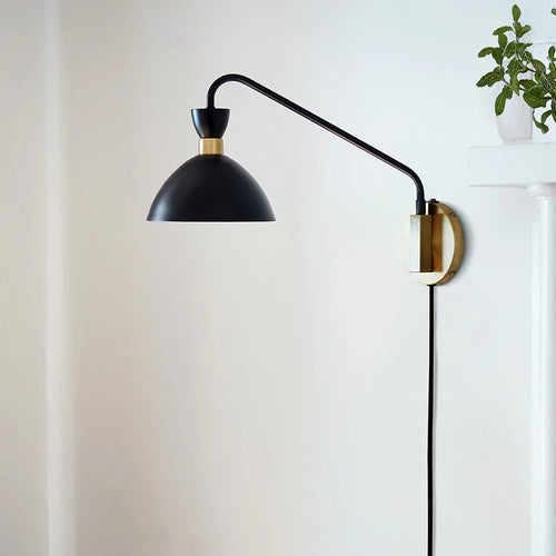 Simon Medium Single Sconce Black