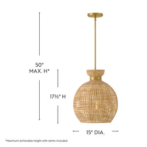 Effie Woven Shade Pendant Brass