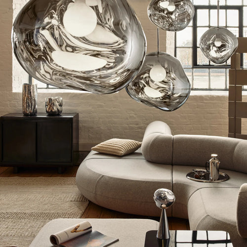 Melt Medium Pendant Light Silver Dichroic