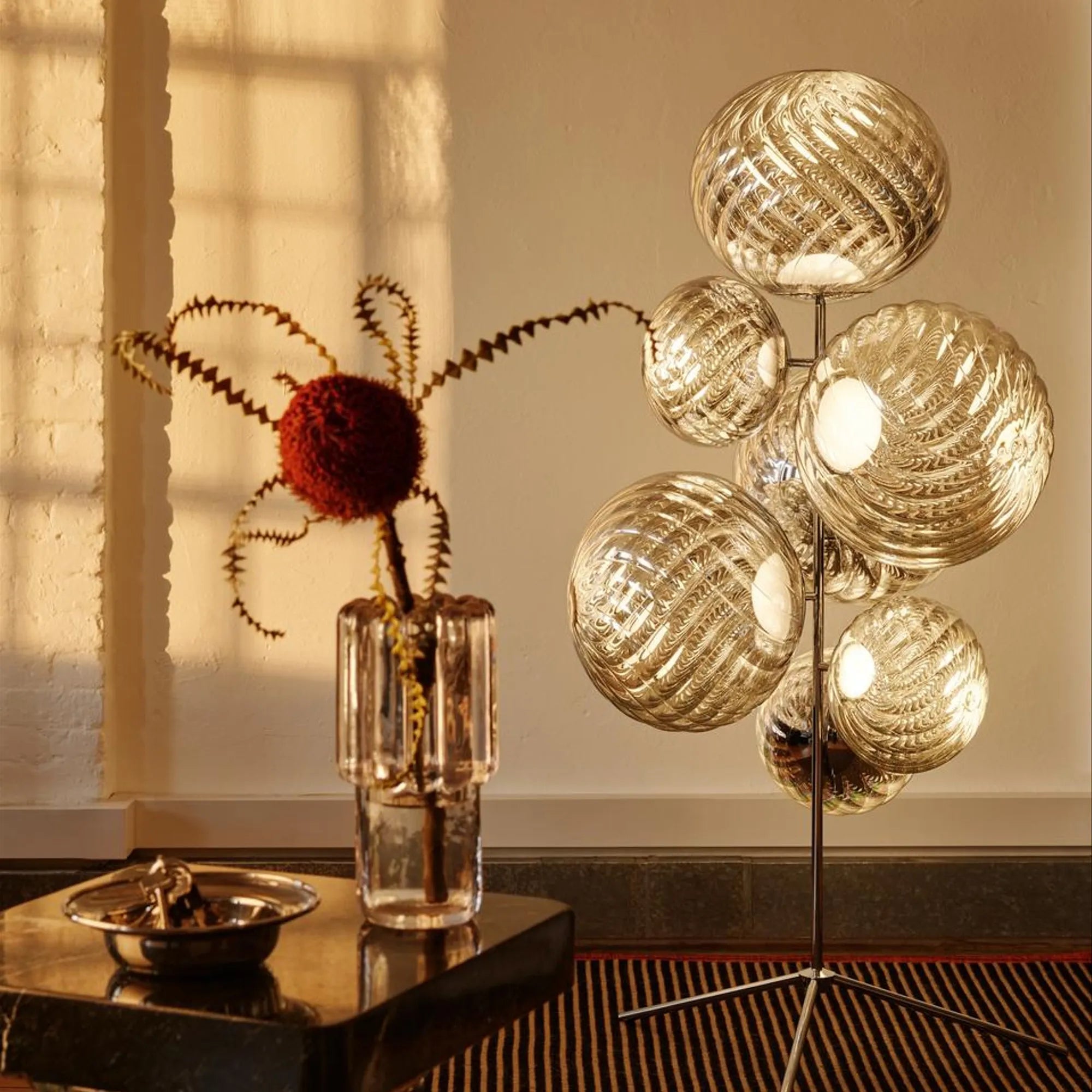 Whirl Floor Chandelier Silver