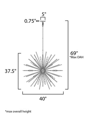Polaris 16 Light Chandelier Satin Brass