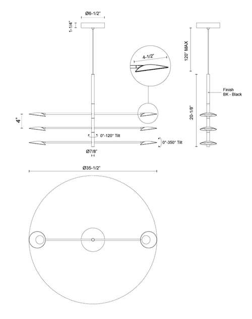 Rotaire 6 Chandelier