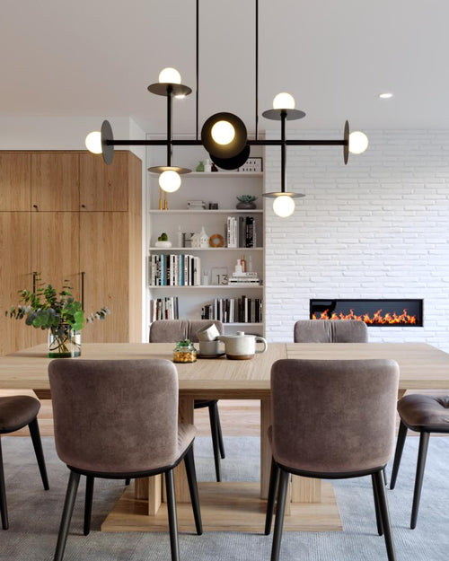 Nodes Large Linear Chandelier Black